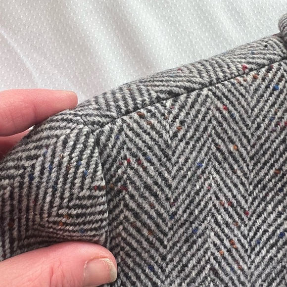 MACKINTOSH Long Wool Coat Vintage Grey Herringbone Overcoat Womens Small 90s 80s - Picture 9 of 11